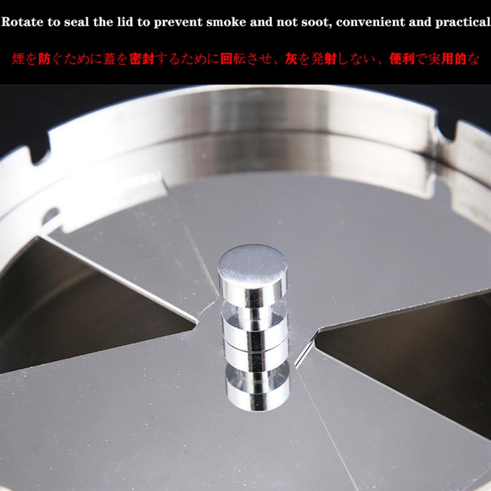 Produktbild von TOYANDONA Metall Aschenbecher Mit Deckel – Drehbar, Winddicht, Rauchfrei Für Drinnen & Draußen