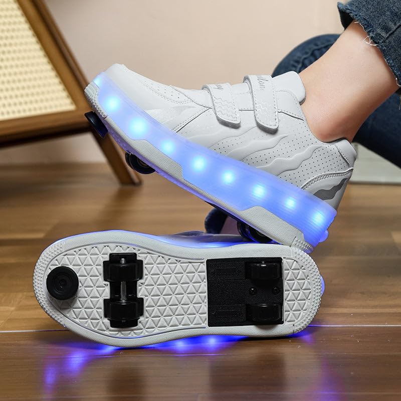 HUSKSWARE Scarpe Ragazza da Ragazzo con Ruote, 2 in 1 per Bambini, con rotelle, per Skateboard, Sneakers