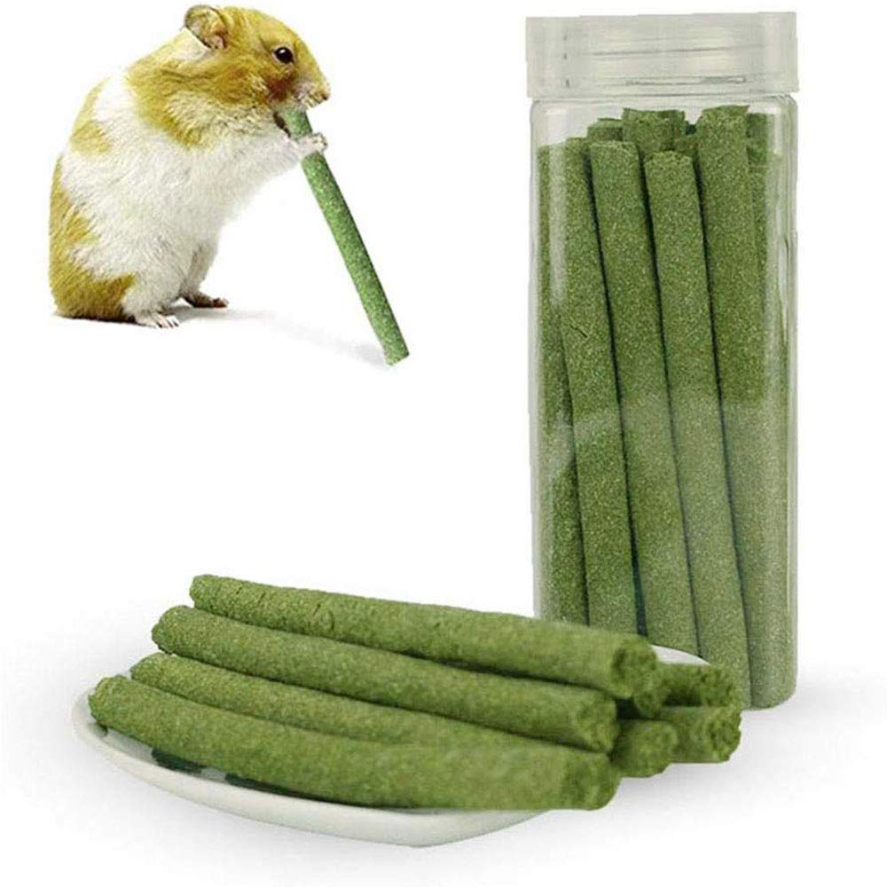 25pcs Natural Grass Stick for Rabbit, Pet Chew Toys 5 Tastes for Choice Timothy Alfalfa Fruit Tree Rye Oat, Molar Rod Small Pet Natural Snacks for Guinea Pigs, Rabbits, Bunny, Chinchilla, Hamsters