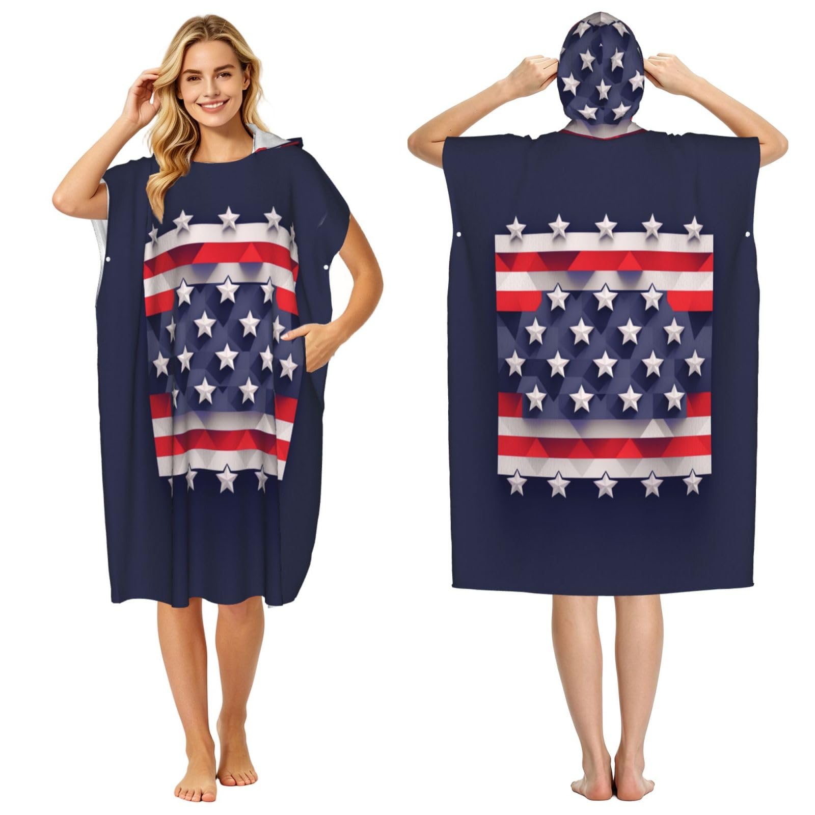 KLGRTJHK Ohio State Flag Adult Hooded Beach Poncho Towel 43"X35"