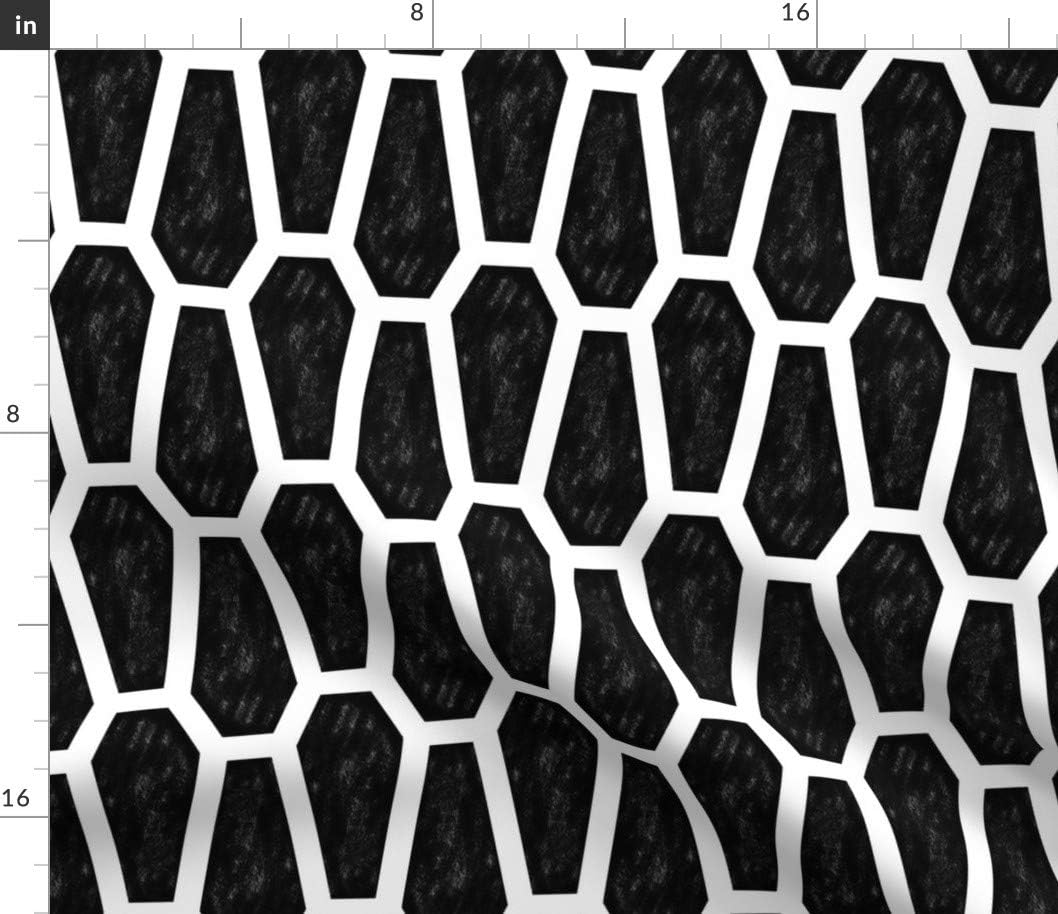 Spoonflower Fabric - Gothic Coffins Pen Ink Ghost Halloween Vampire Printed on Petal Signature Cotton Fabric by The Yard - Sewing Quilting Apparel Crafts Decor