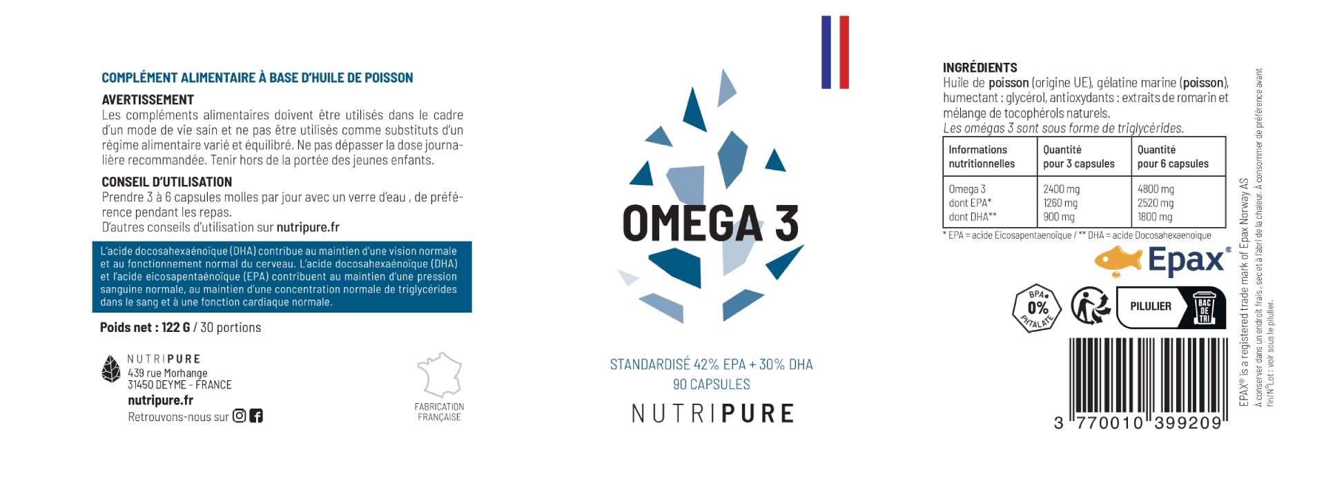 Nutripure | Pack Incontournables | Multivitamines, Magnesium Bisglycinate, Oméga 3 en Gélules | Compléments Alimentaires pour Sportifs | Santé et Bien-Être | 30 Portions | Fabriqué en France