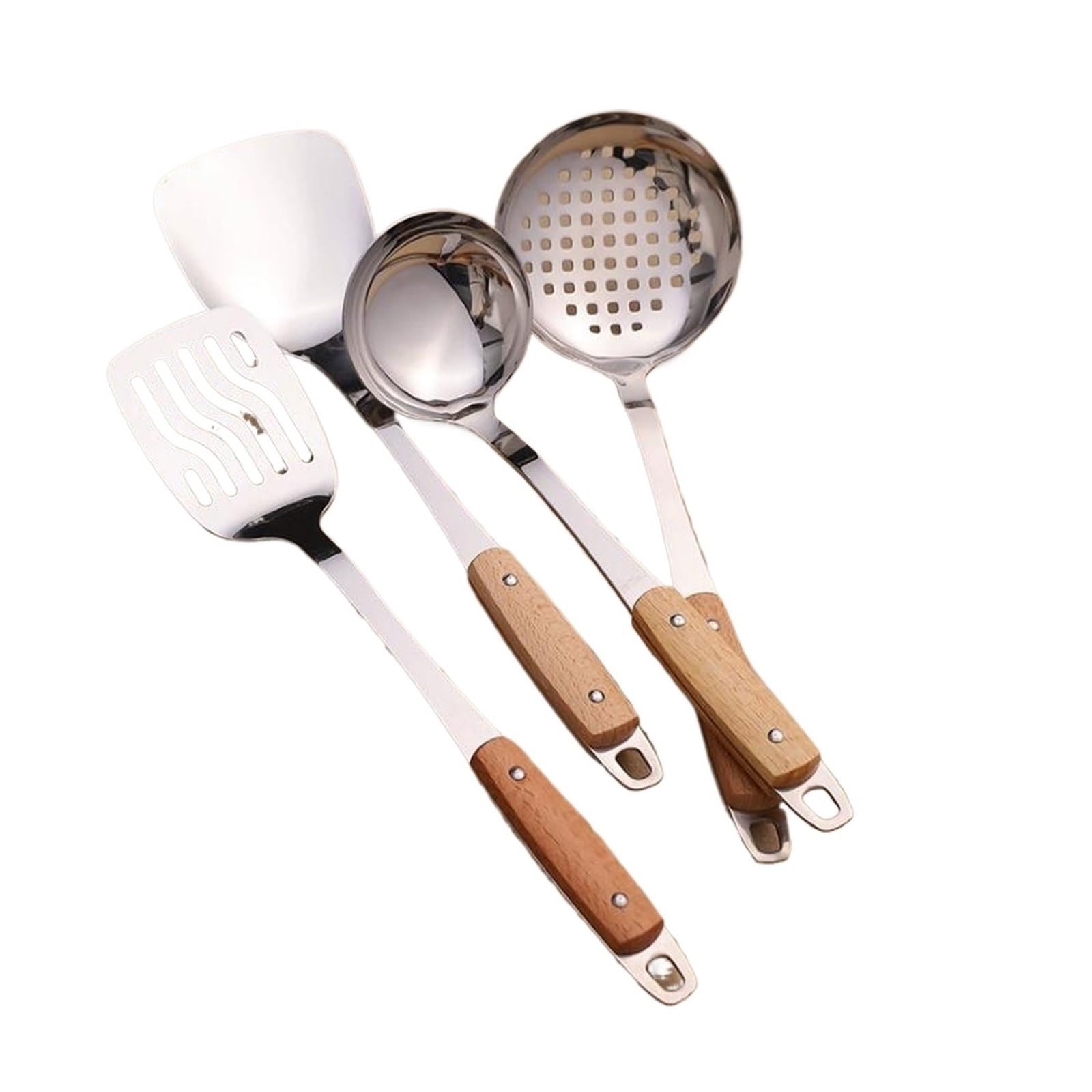 MYUYEE Stainless Steel Cooking Utensils 4 Pieces Sets Cooking Spoons Spatulas Kitchen Cookware Bakeware Gadgets