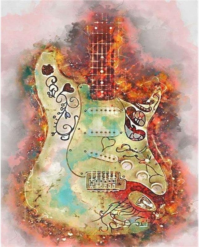 TOCAVE Paint by Numbers Paint by Numbers Guitar for Adults Digital Calendar Landscape Painting Modern Wall Art Digital Canvas Decor 40x50cm