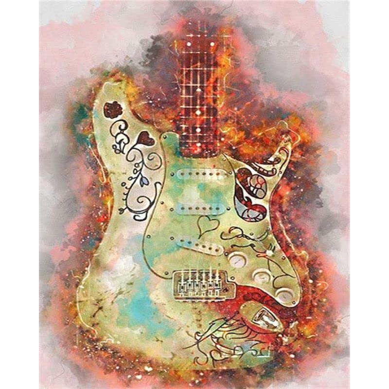 TOCAVE Paint by Numbers Paint by Numbers Guitar for Adults Digital Calendar Landscape Painting Modern Wall Art Digital Canvas Decor 40x50cm
