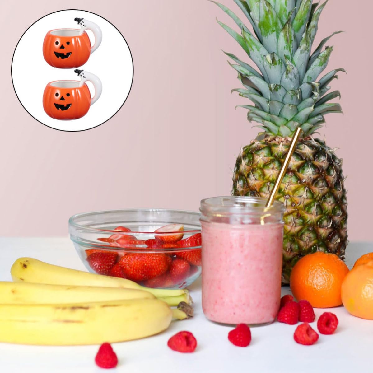 Healeved 2 Piezas Tazas como Café y Leche Creativas y Prácticas de Cerámica Forma de Calabaza para Bebidas en Fiestas Temáticas de Halloween