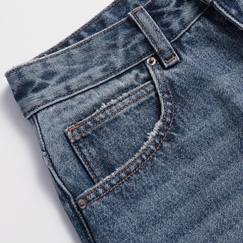 Women's Straight Jeans Casual Loose Ripped Vintage Denim Pants4