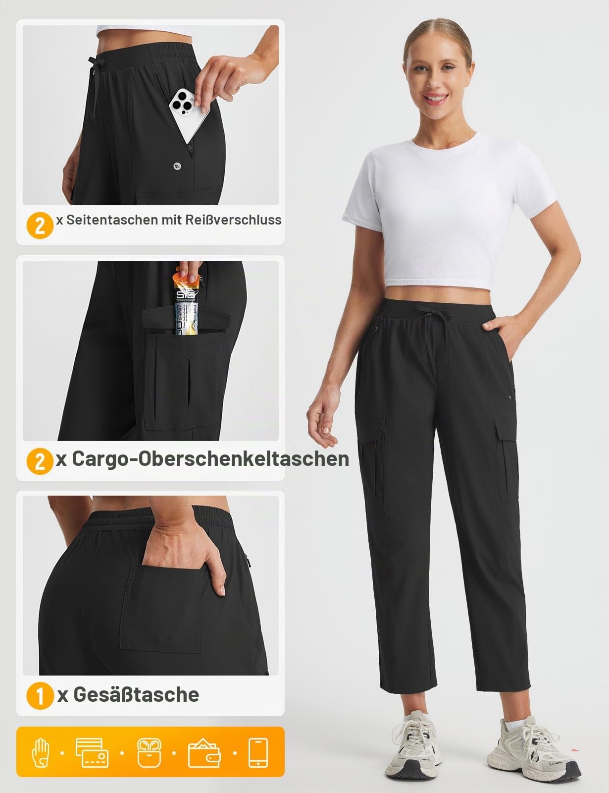 baleaf Wanderhose Damen, Sommerlich Outdoor Trekkinghose Wanderbekleidung Atmungsaktiv Sonnenschutz