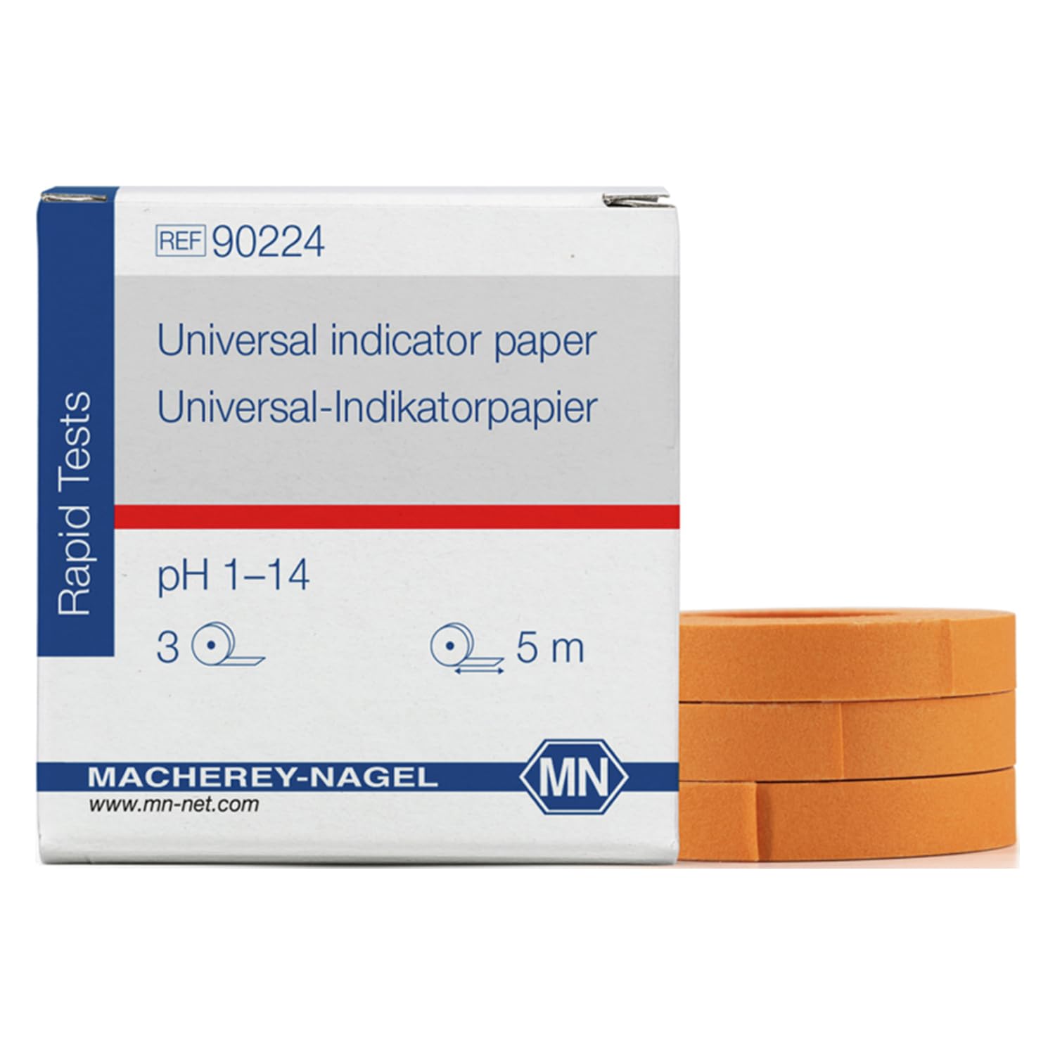 Macherey & Nagel ML-6189 - Rotolo di carta per indicatore universale, pH 1-14, confezione di ricarica, lunghezza 5 m x larghezza 7 mm
