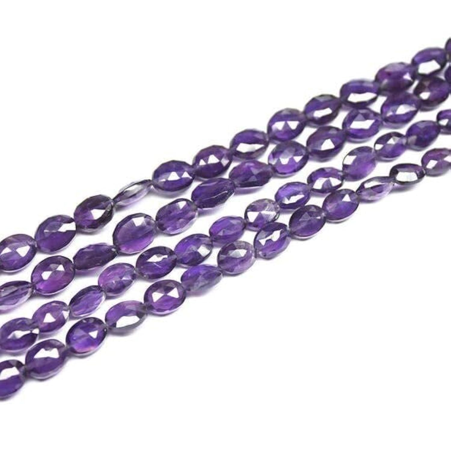 Améthyste naturelle facettée ovale 6mm 7mm | 2 fils de perles de spacer pour artisanat 15"