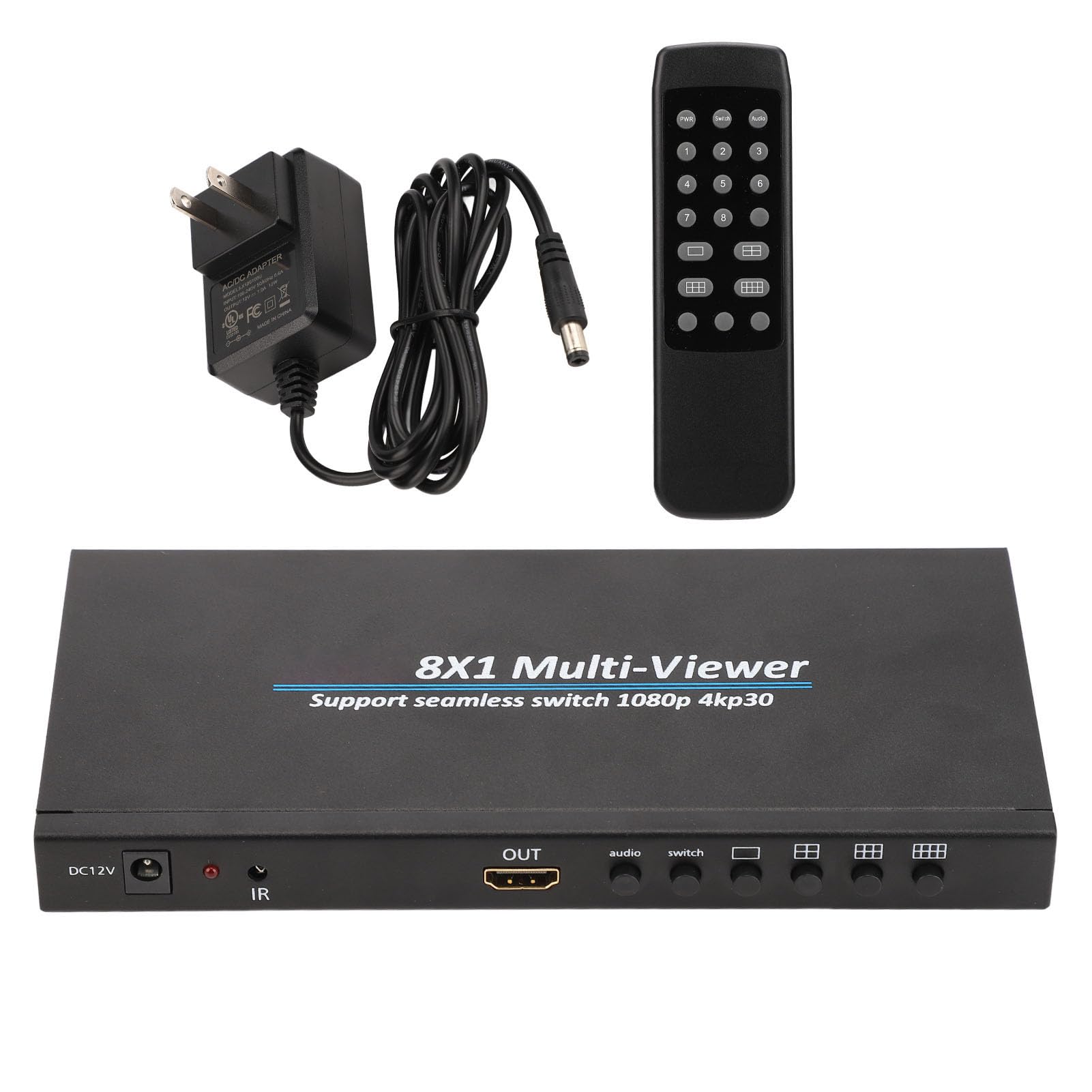 Zunate multiviewer HDMI 8x1, Divisione dello Schermo del Canale, switcher HDMI Seamless Fino a 4K a 60 Hz, Ingresso e Uscita da 10 m per Telecamera di Sicurezza, Console di Gioco