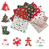 🦌【10 PIEZAS DE TELA DE ALGODÓN NAVIDEÑA】: 10 piezas de patchwork de algodón puro navideño están diseñadas con patrones de diferentes colores, en cantidad suficiente para satisfacer sus necesidades de costura navideña y el uso diario.
