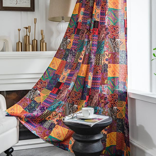 Tenda a Pannello in Misto Cotone e Lino Stile Bohemien, Adatta per la Decorazione del Soggiorno, con Frange Beige e Tasca per Asta, Oscurante  15