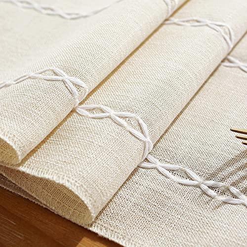Chassic Rustic Farmhouse Style Linen Table Runner, Boho Handmade Fringe Braided Stripe Table Runners 90 Inches Long For Holiday Party, Wedding And Dining Decorations, 13 X 90 Inch - Ivory #TOP4