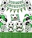 PIXHOTUL Decoraciones de fiesta de cumpleaños de fútbol, incluyendo platos de papel, tazas, servilletas, mantel, pancarta y globos para suministros de fiesta de cumpleaños temática de fútbol