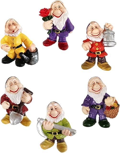 6 Pcs Mini Gnome Statue Miniature Fairy Garden Gnomes Fairy Resin Outdoor Statues for Table and Garden Ornaments Outdoor