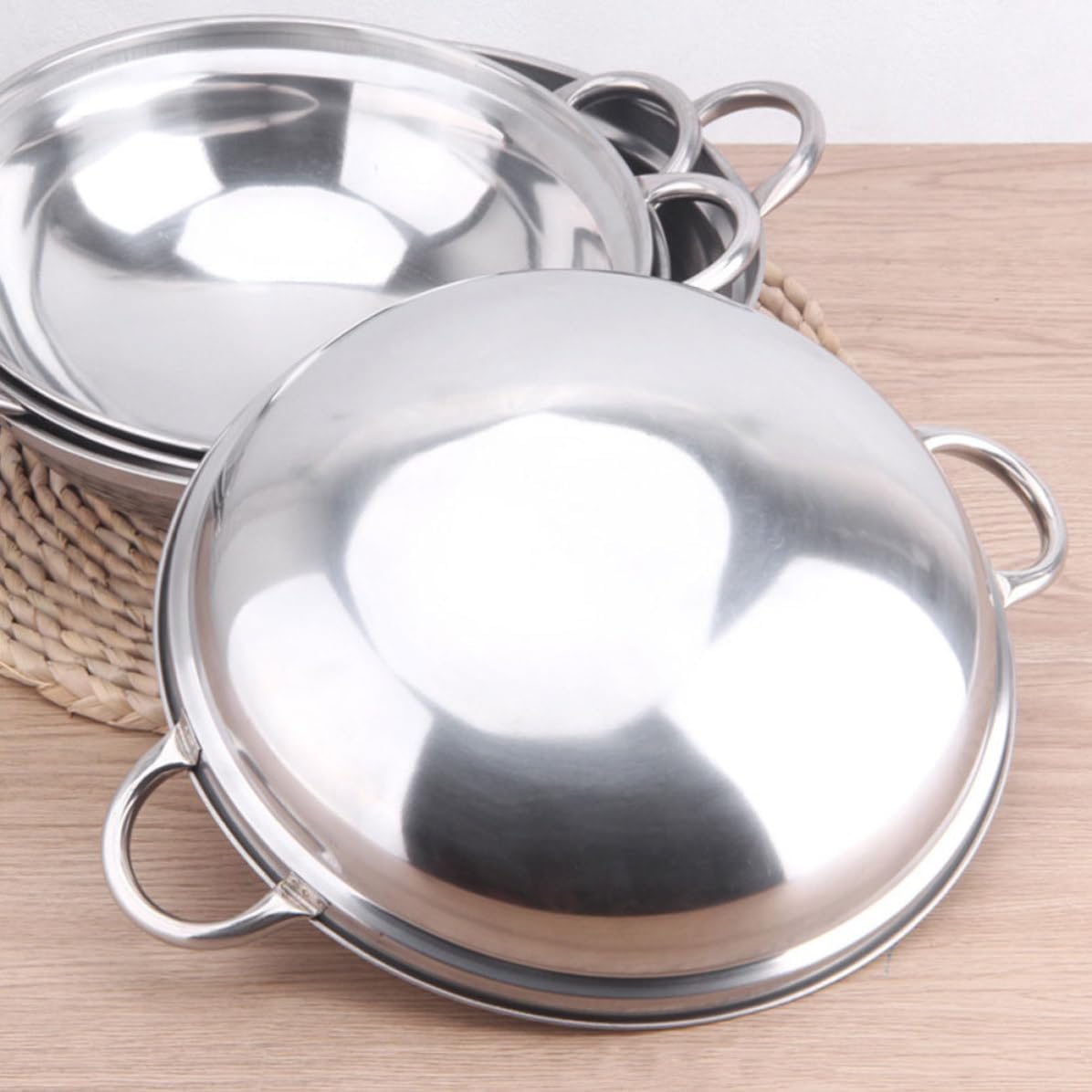 Seafood Pot with Lid, Stainless Steel Double Handles