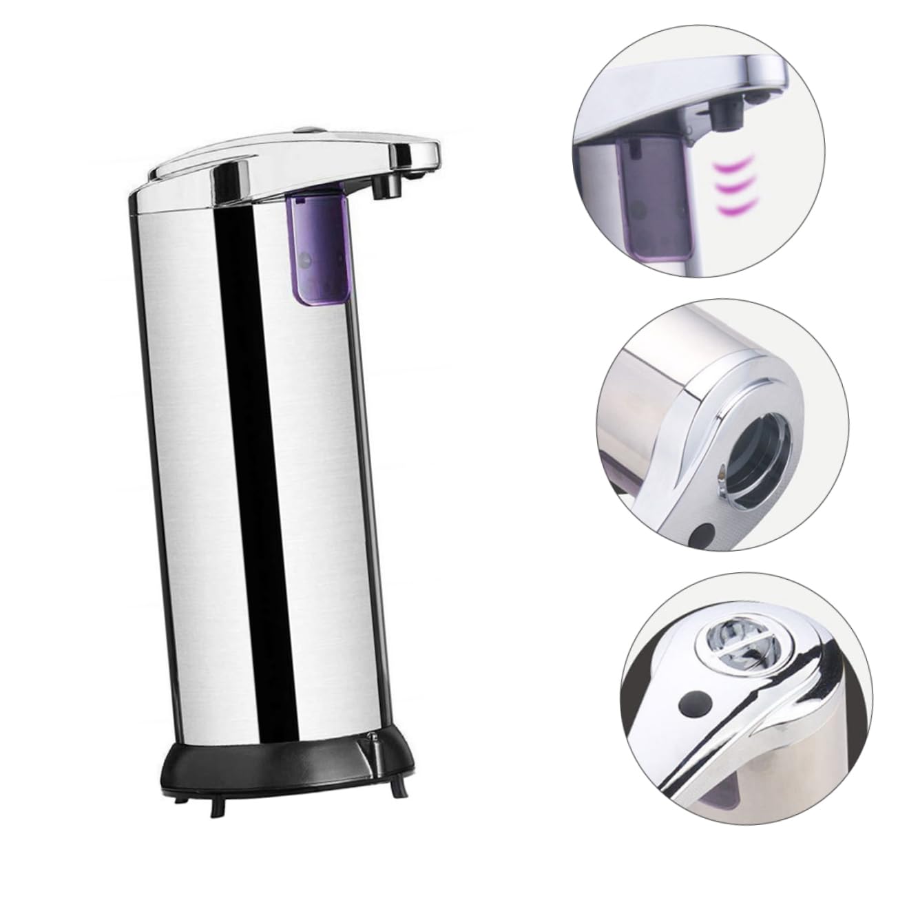 Dispensador de Jabón sin Contacto 250ml Acero Inoxidable Abs