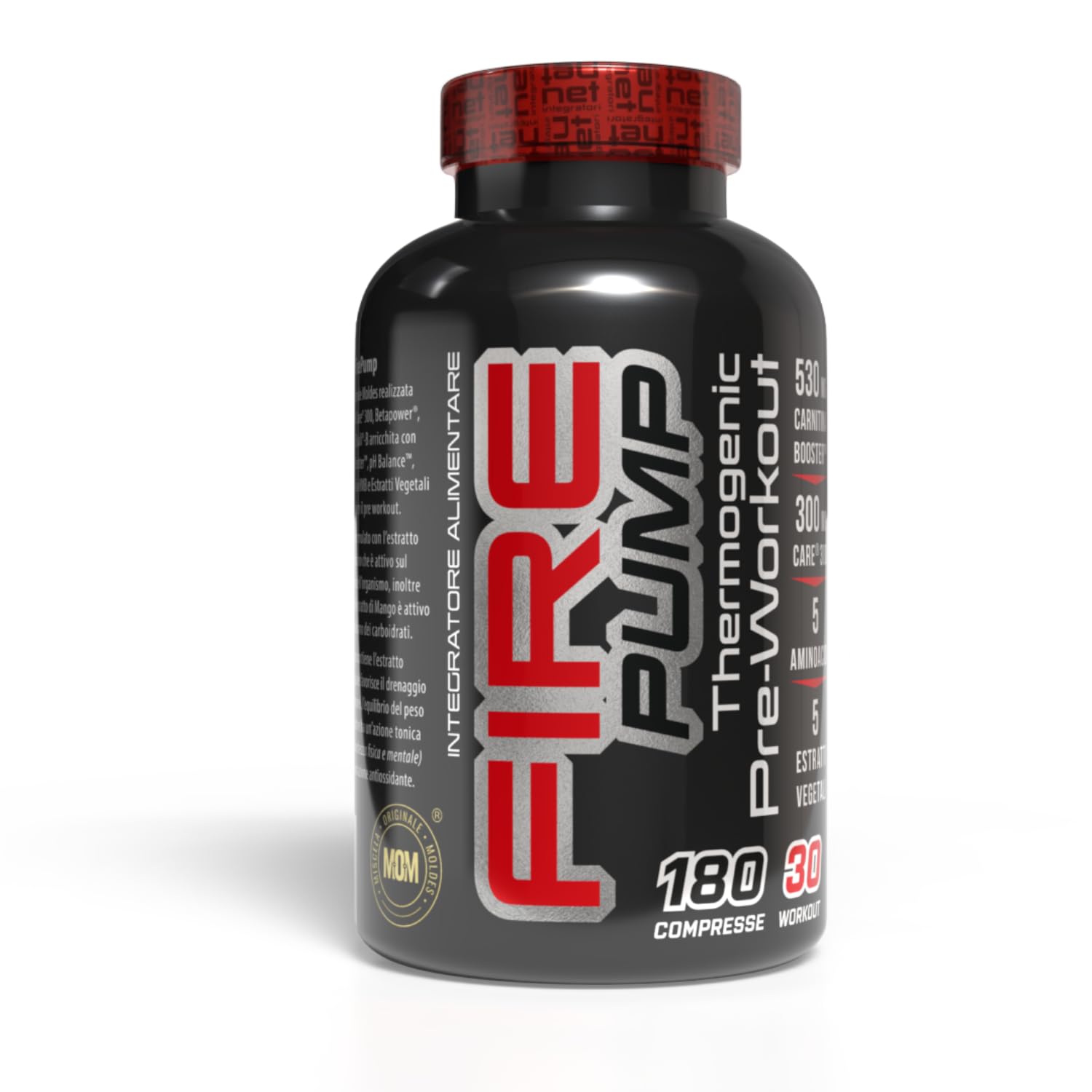 Net Integratori Fire Pump 180 cpr – Integratore Pre-Workout per la fase Cut – Propionyl-L-Carnitina e Acetyl-Carnitina per Energia Resistenza e Supporto alla Massa Muscolare