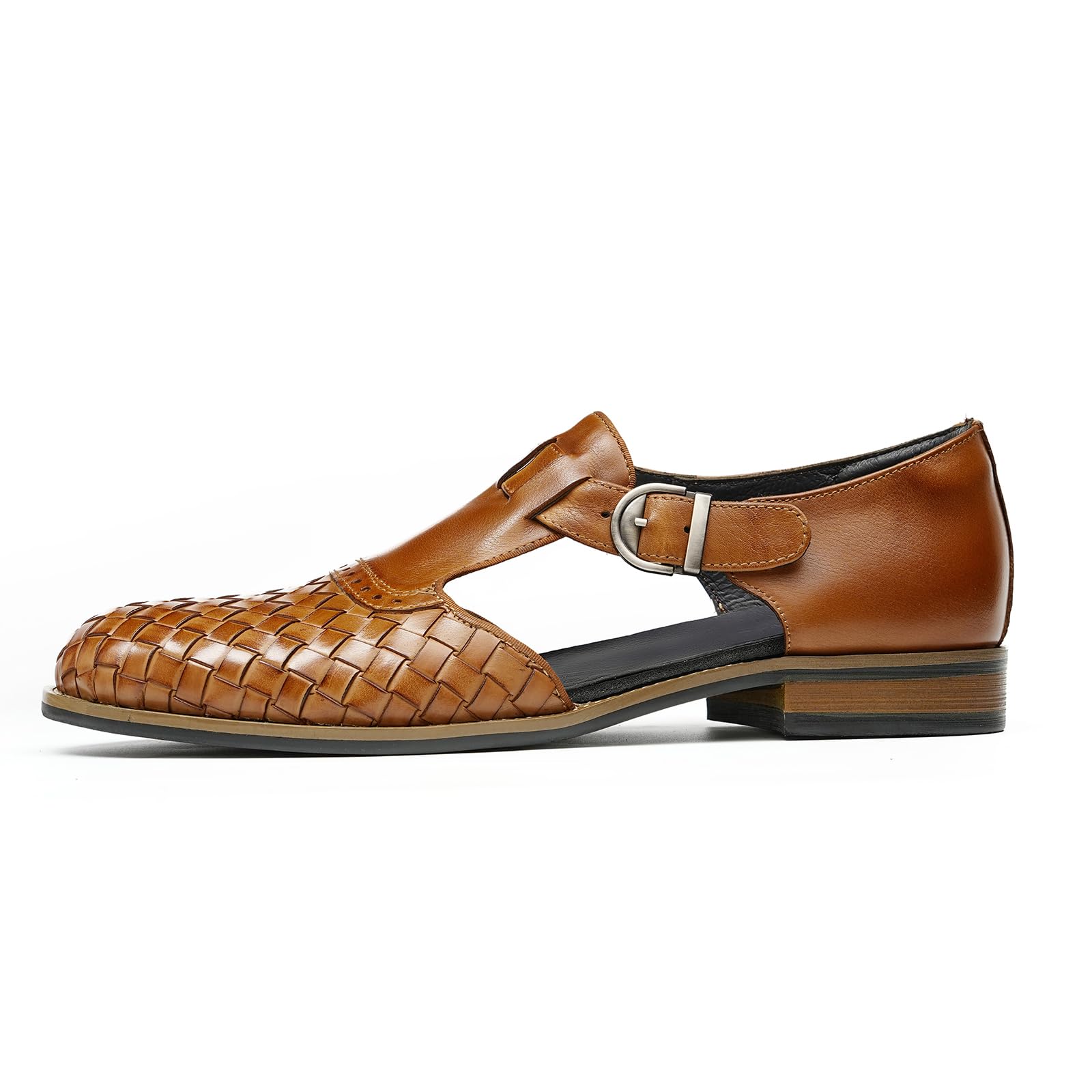 Herren Vintage Echtes Leder Gewebt Sandalen Geschlossene Zehe Business Lässige Halbschuhe