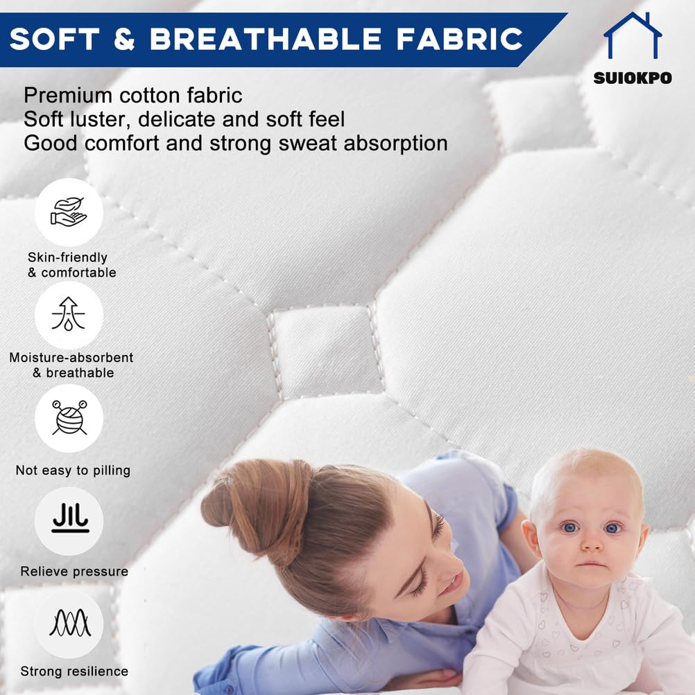 Coprimaterasso in Cotone, Coprimaterasso Singolo Matrimoniale Impermeabile, Trapuntata/Imbottito Proteggi Materasso Topper Lavabile Rivestimento, Angoli Elasticizzati,Bianca,200 * 200cm