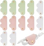 Thinp 6-Piece PU Organisateur de cordons en cuir, Style d'enroulement, Blanc/Pink/Eau Vert, Organisateur câble