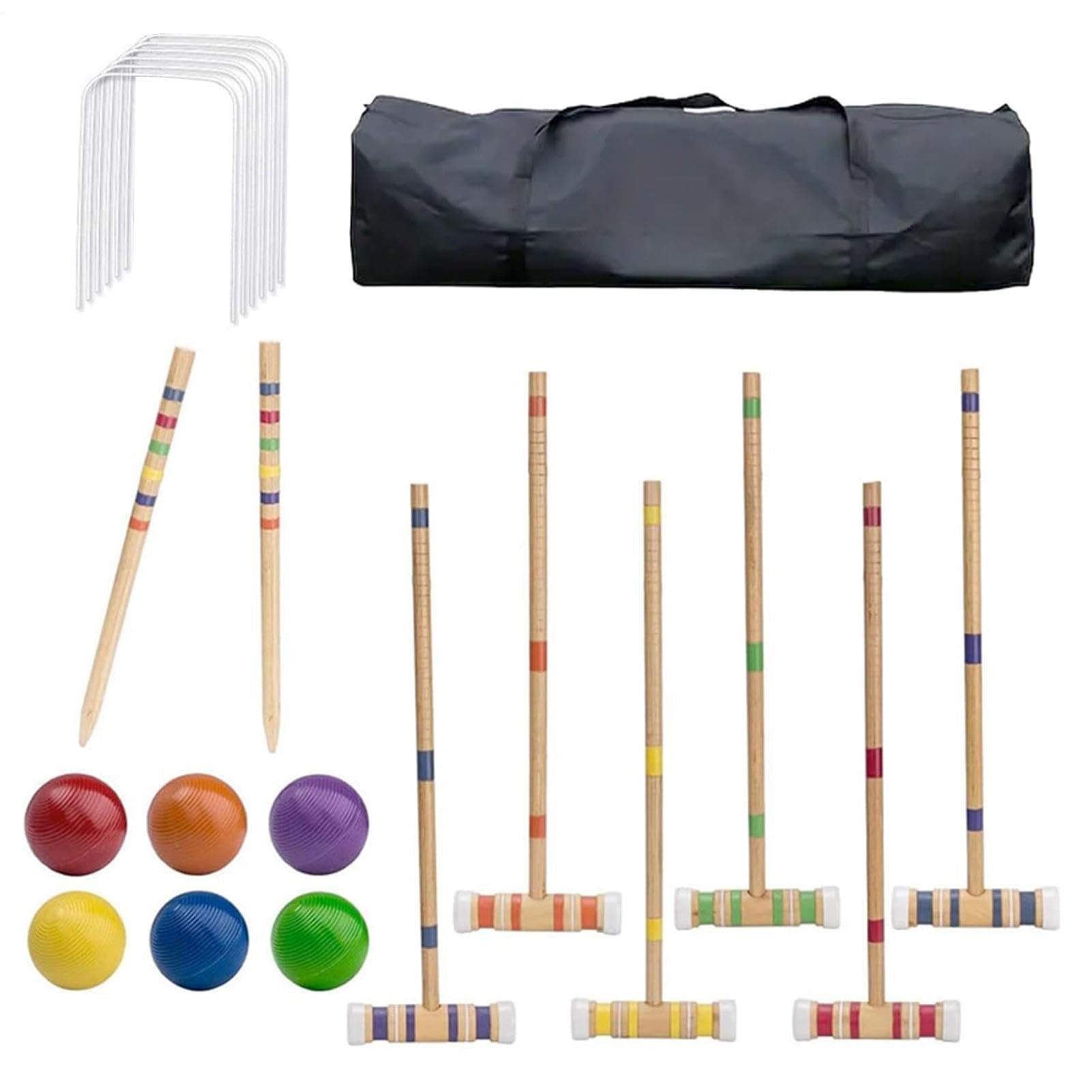 Juego De Croquet Para 6 Jugadores, Set Deportivo Exterior De Madera, Juego Familiar Portátil, Kit Reutilizable Para Césped, Jardín, Patio Trasero, Parque, Actividad Recreativa Al Aire Libre, Entreteni