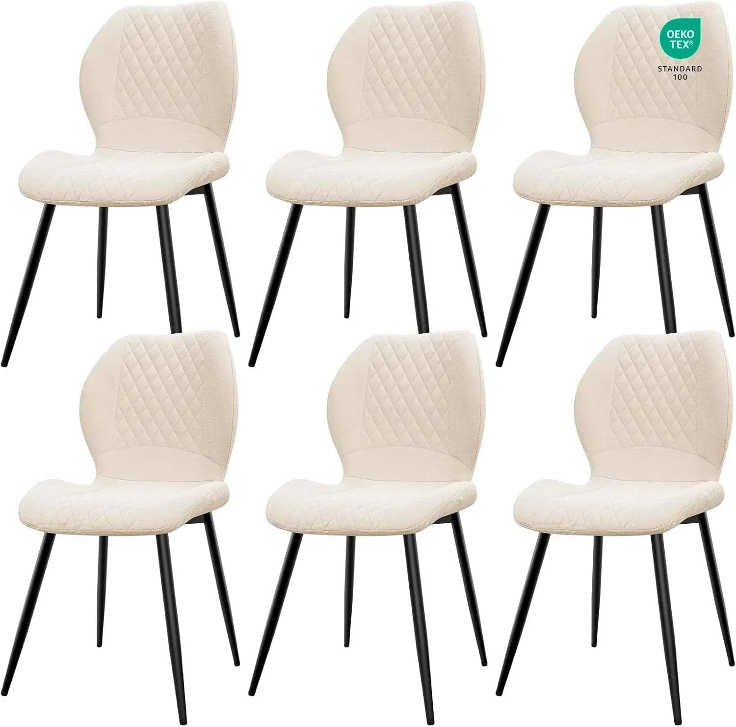 JIJIAN Dining Chairs set of 6, Kitchen Chair, Upholstered Chairs, Ergonomically Designed Linen Chair for Dining Room, Kitchen, Living Room, Reception, Beige — image 1