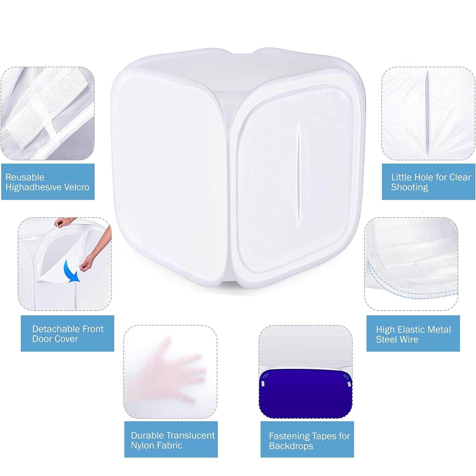 Boîte à Lumière 90x90x90cm Photo Studio Portable, Tente de Shooting Pliable avec 4 Couleurs Toiles de Fond