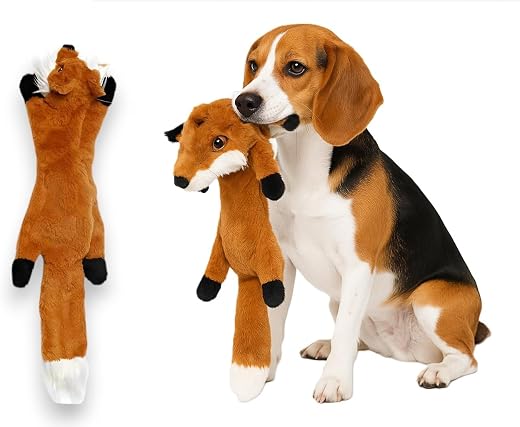 The Pets Company No Stuffing Plush Puppy, Dog Chew Toy Squeaky Crinkle Crackle, Durable Toys for Dogs, Interactive Pet Che...