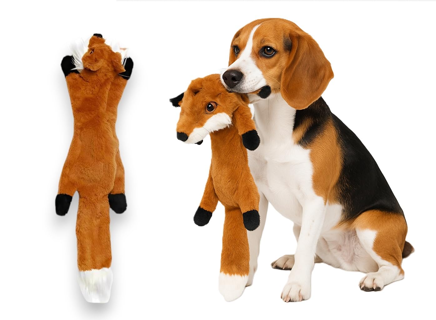 The Pets Company No Stuffing Plush Puppy, Dog Chew Toy Squeaky Crinkle Crackle, Durable Toys for Dogs, Interactive Pet Che...
