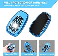 Vista 3 de QBUC Funda para llavero Subaru con llavero de cuero, apta para Forester Crosstrek Outback Ascent Impreza Legacy Subaru de 4 botones (azul)