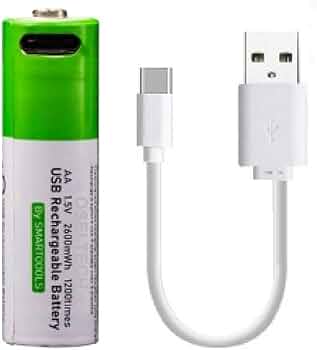 OSELTECH Rechargeable AA Batteries 1.5V 2600mWh USB Lithium ion Rechargeable AA Battery with USB Type C Charging Cable no Charger Required, Pack of 1