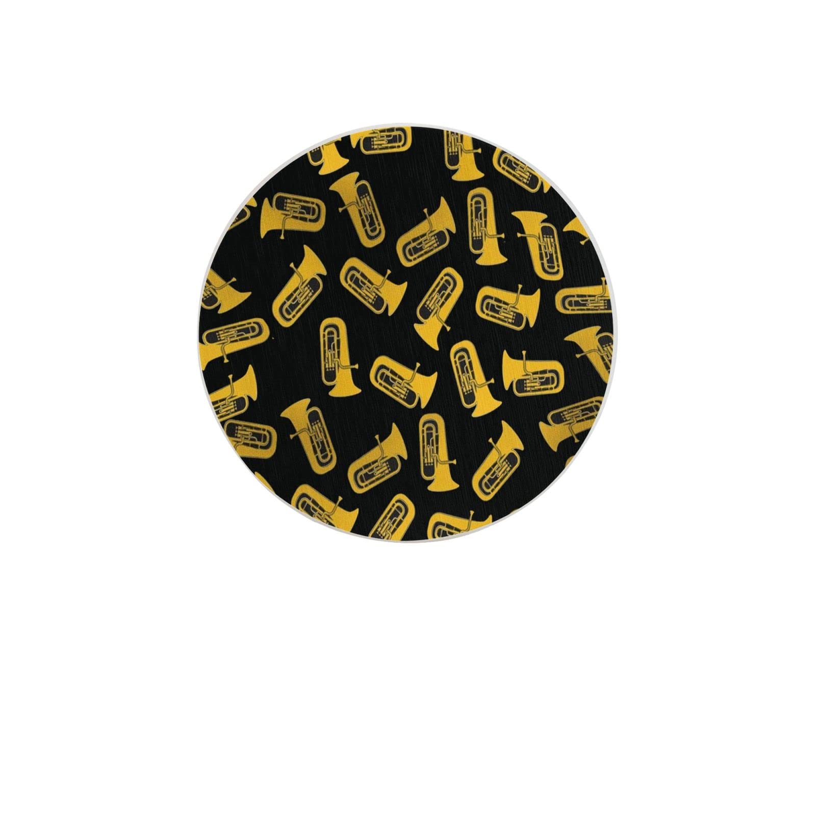 Isolated Tuba Musical Instrument Two Pieces Drink Coaster for Tabletop Protection Place Mats for Home Decor