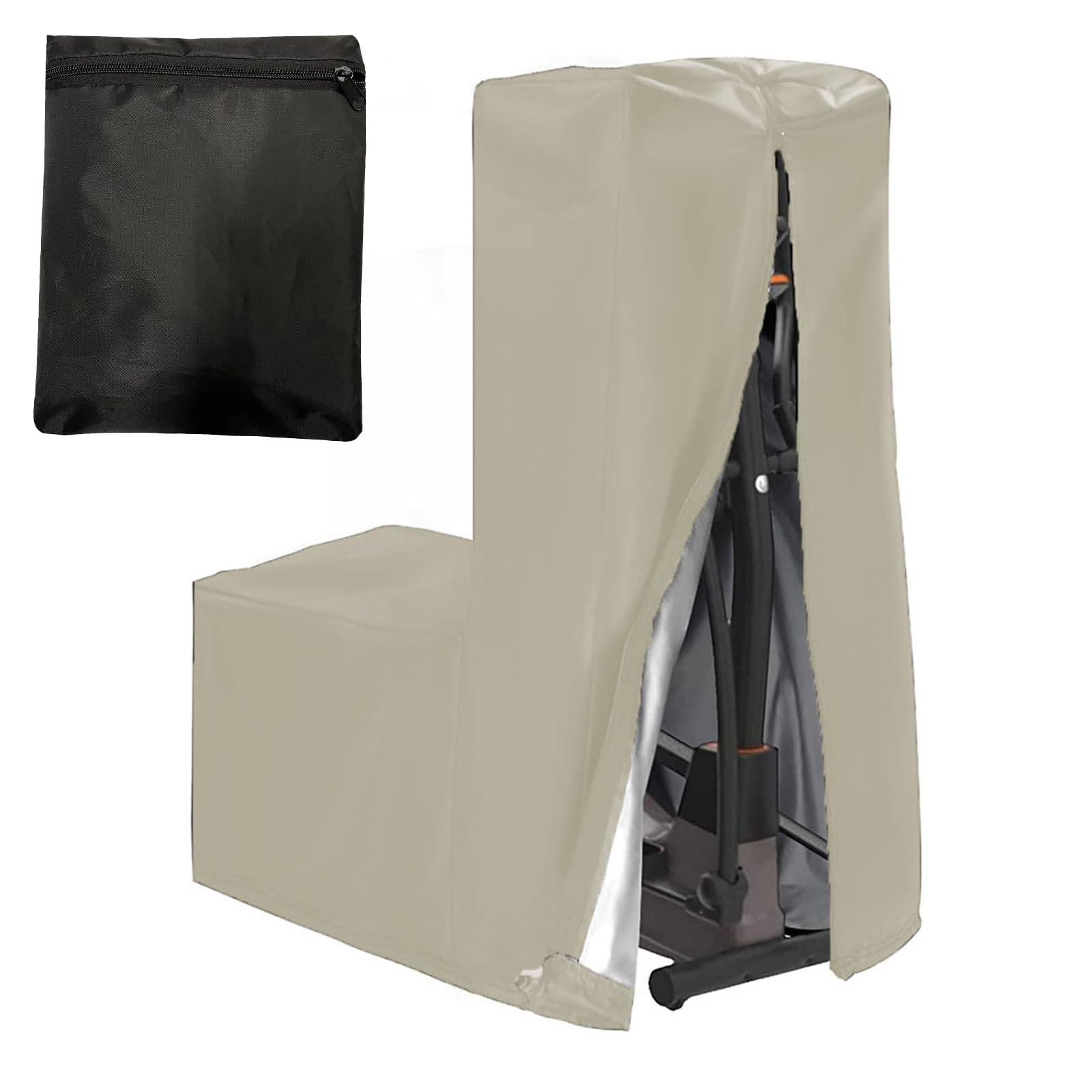 Copertura per Ellittica, Impermeabile Telo di Copri per Macchina Ellittica Casa con Cerniere, Coperture Protettiva per Ellittiche Macchina Crosstrainer con Coulisse(Size:140*64*165cm,Color:Beige)