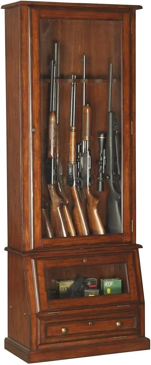 Maykoosh Old World Opulence Slanted Base Cabinet, Flat Panel Door Style, Brown Cherry, Floor Mountable, Flat Panel, Shelves Included, Ample Storage Capacity 14.5" D x 29" W x 75.5" H
