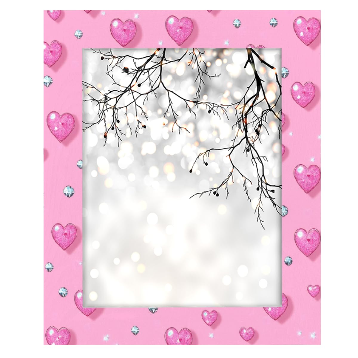 Bilderrahmen mit Diamant-Herz, Holz-Foto-Showcaser, Heimdekoration, Fotocollage-Rahmen für Wand und Schreibtisch, 27,9 x 35,6 cm