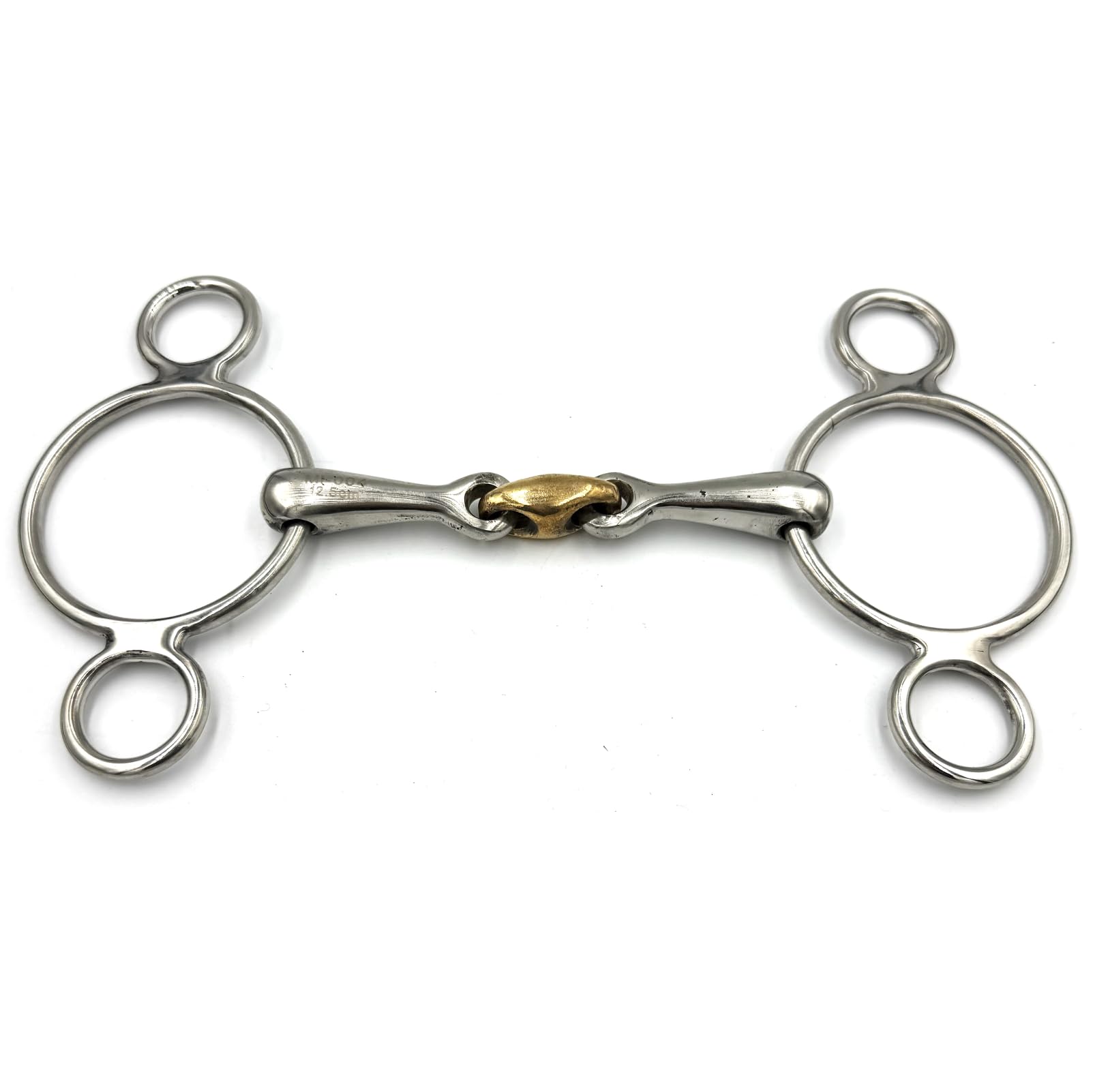 ES0259 JW Gebiss 3-Ringtrense 3-Ring Doppelt Gebrochen mit Kupfer anatomisch geformtes maulfreundliches aus Edelstahl Gebissstärke 16 mm (14.5 cm)