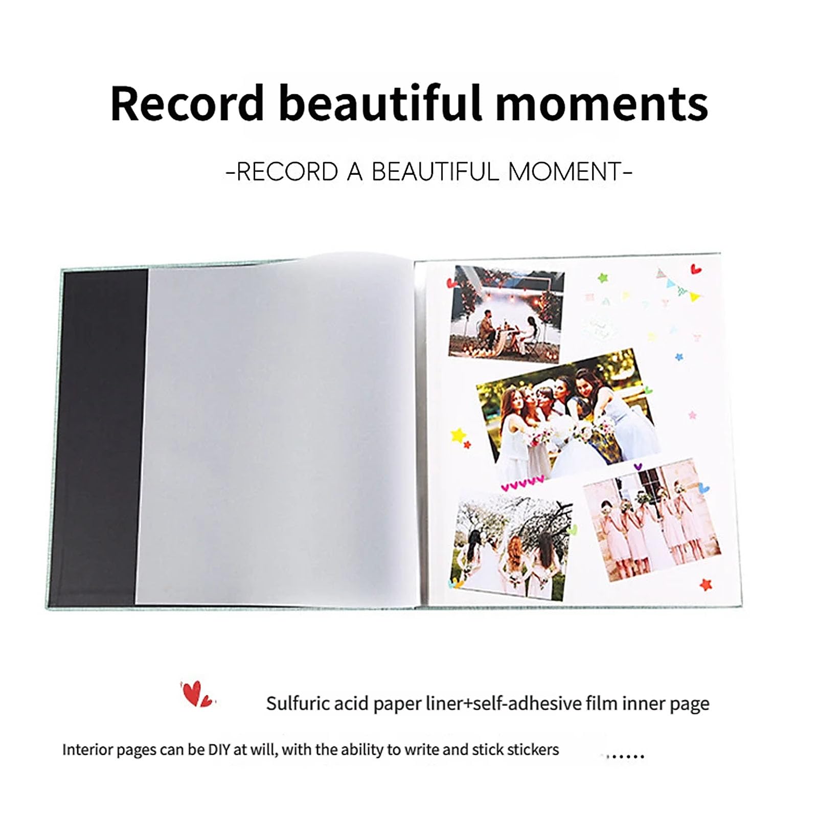 Álbum de fotos adhesivo con cubierta de lino y ventana para bodas, viajes, cumpleaños, recuerdos, regalo de 40 páginas