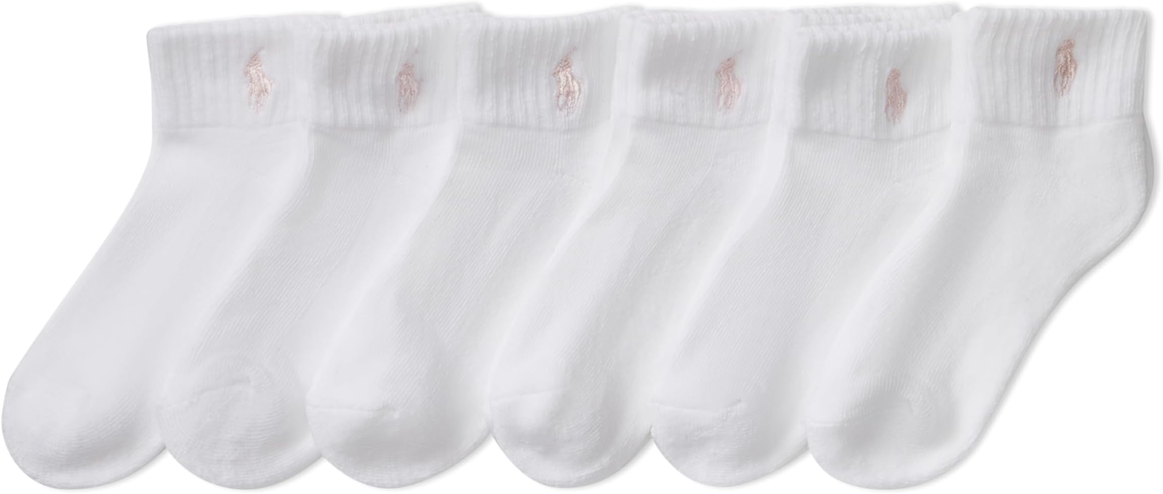 Polo Baby Socks for Boys and Girls with Gripper Bottoms (6 Pairs) White/Pink Pony, 2T - 4T
