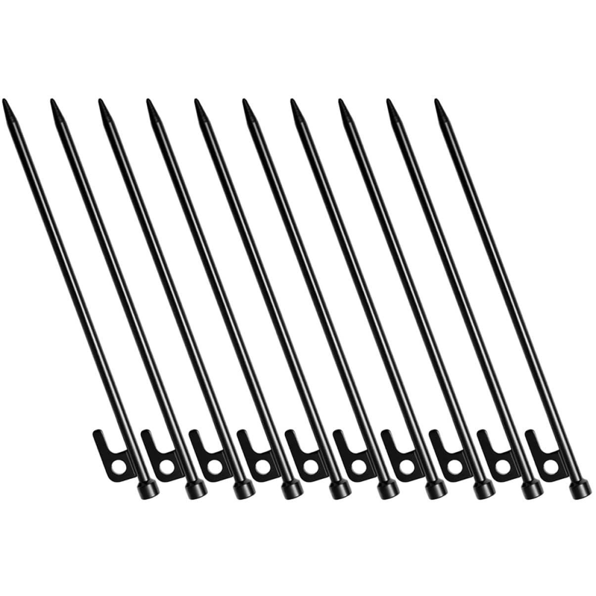 Piquets de Sable en Métal Noirs 10 Pièces pour Tente