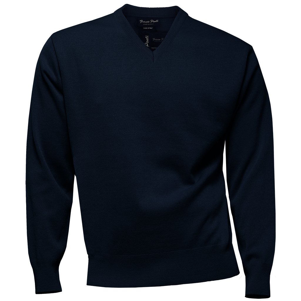Gabicci Plain V-Neck Sweater (L, Navy)
