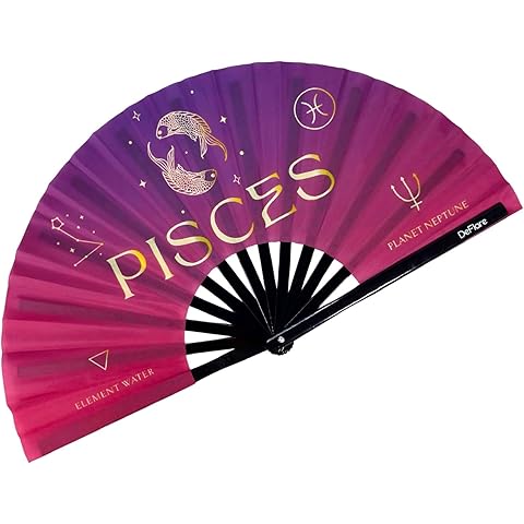 DeFlare | Celestial Zodiac Rave Fan | Zodiac Sign Hand Fan | Astrology Rave Fan | Hand Fan | Large Rave Fan | Festival Fans