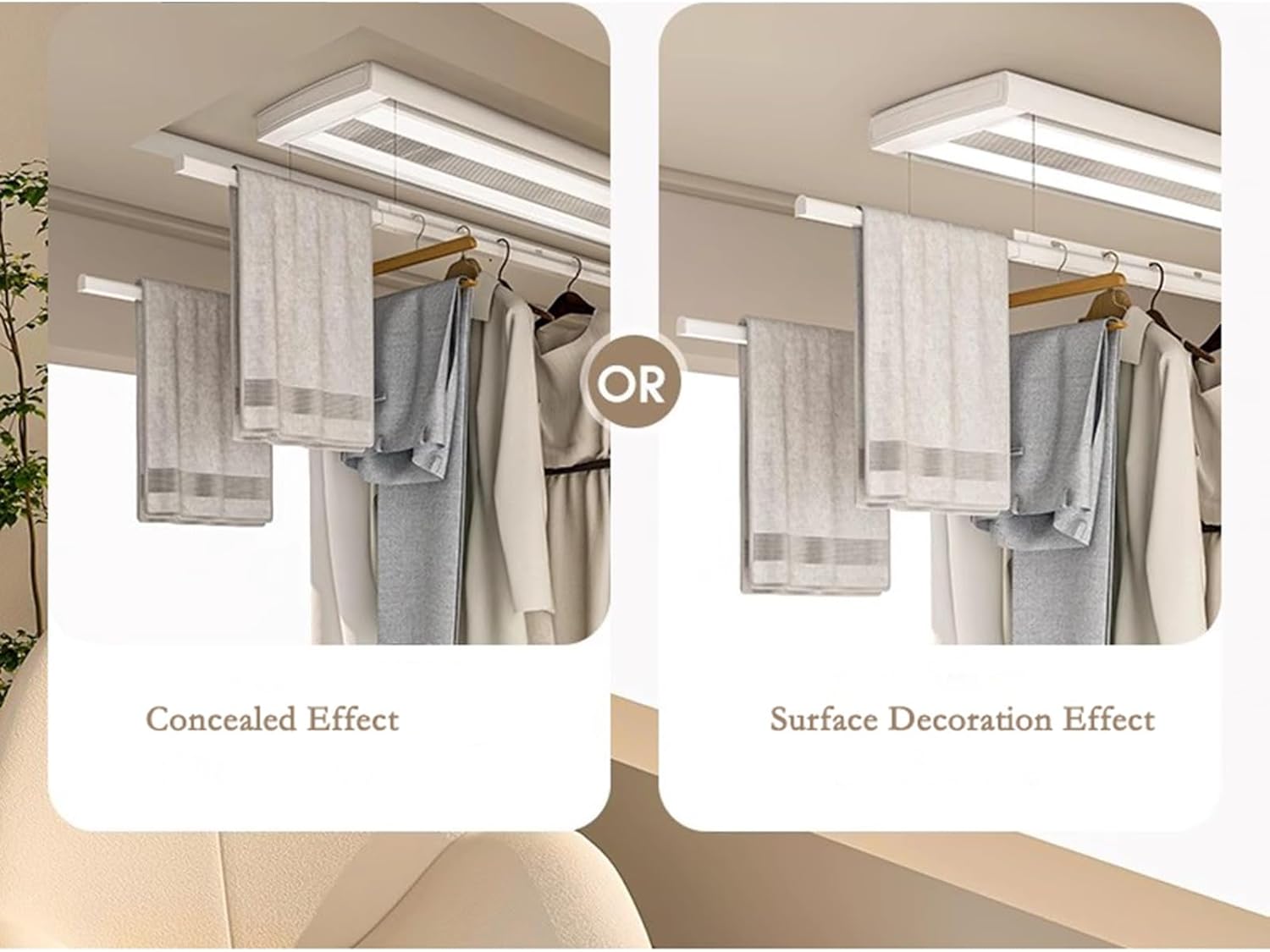 Ceiling Mounted Clothes Drying Rack Household Invisible Electric Lifting Balcony Hanger Remote Control Concealed Automatic Clothesline,