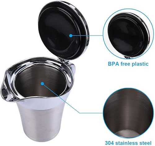 Miniatura 3 de ShineMe Jarra de acero inoxidable para salsa de barco con tapa, aislamiento de doble pared de 26 onzas, almacenamiento para salsa o crema, utilizado