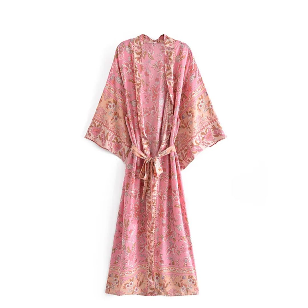 Abiti da spiaggia con stampa floreale con maniche a pipistrello, kimono da donna, scollo a V, estivi, bikini copricostume