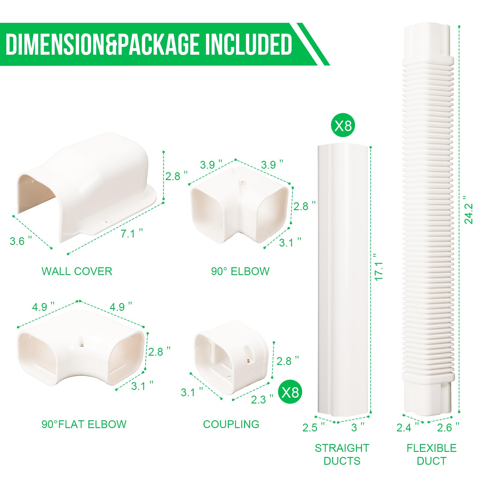 4 W 13.5Ft L Mini Split AC Line Cover Kit Decorative PVC