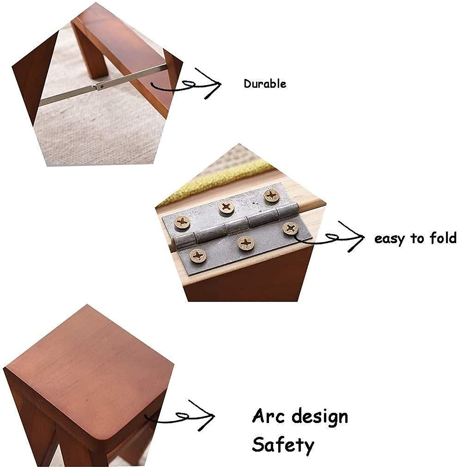 DASHADAO Taburete de Escalada para Interiores, Taburete de Escalera portátil, Taburete de Andador Plegable/Escalera de 3 Rollos, Silla, Silla de Comedor de Madera, Taburete de Esponja, Tabu
