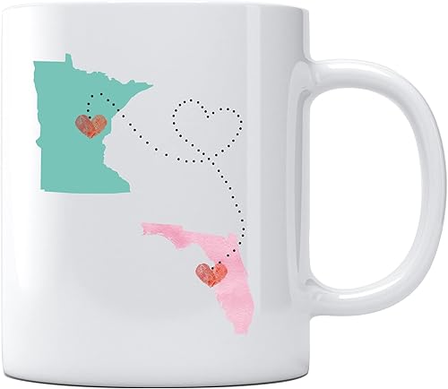 Taza de café de Minnesota Florida State to State, regalo de dos estados, taza para mejor amiga, mamá, novia, tía, abuela, cumpleaños, vacaciones de
