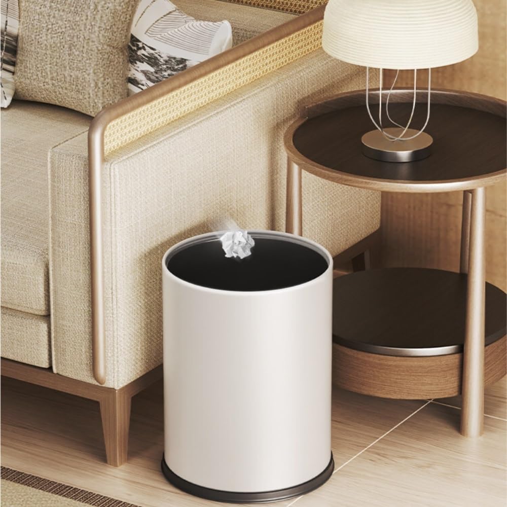 Waste Paper Basket okrągły metalowy kosz na odpady, 10 l, z otwartym górnym blatem, z wyjmowanym pojemnikiem wewnętrznym, kompaktowy kosz na śmieci (niebieski)